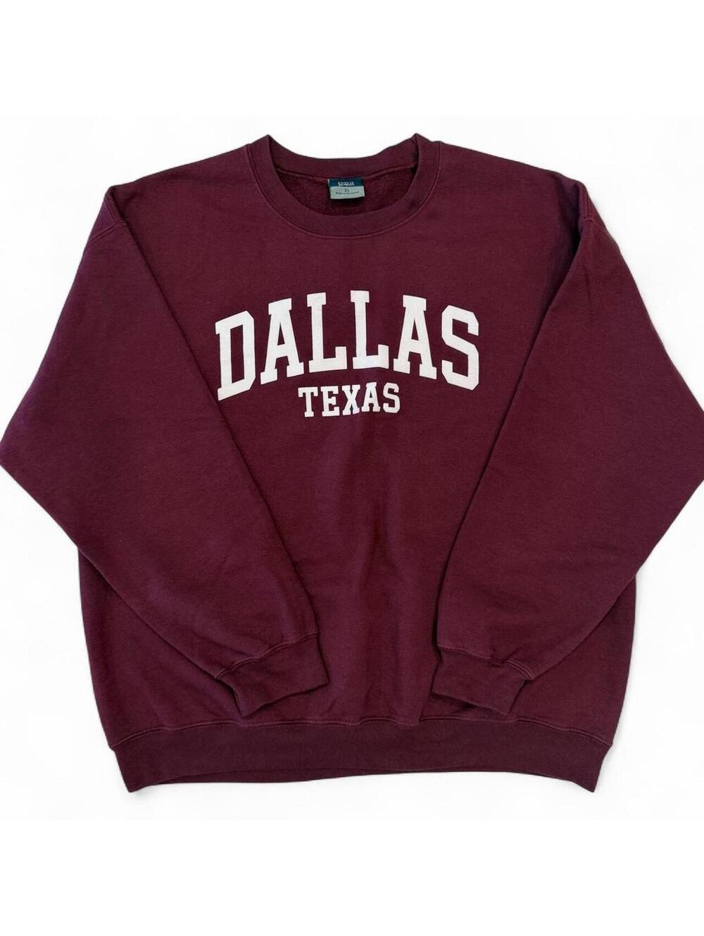MV Sport — Vintage Style Burgundy Dallas Texas Crewneck Sweatshirt